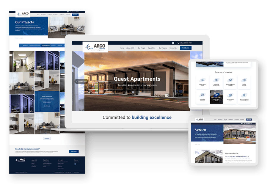 Reblack Design created the website for construction company ARCO to present their services